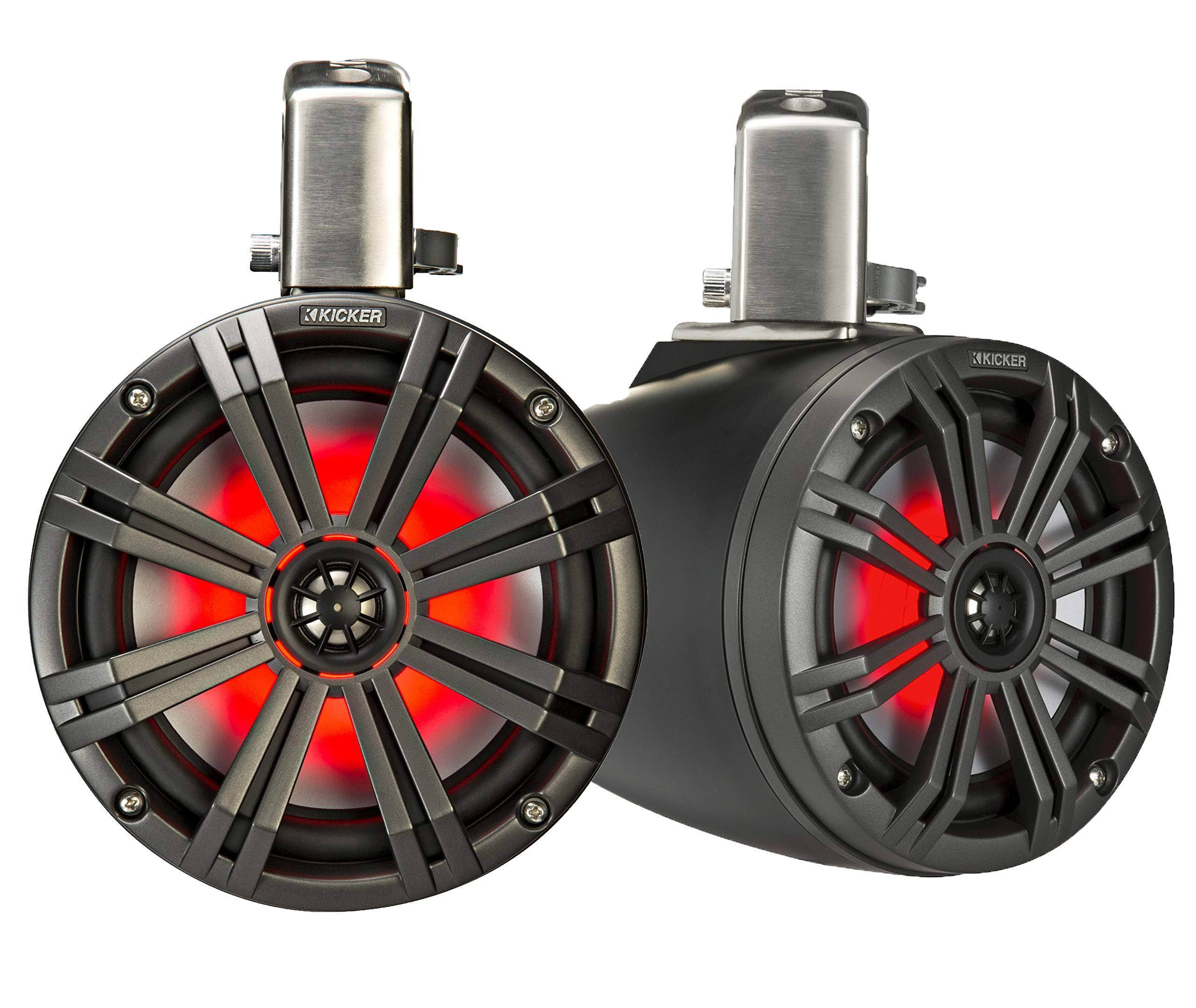 Kicker 45KMTC8 8inch Marine Tower Speakers Black WGL1s