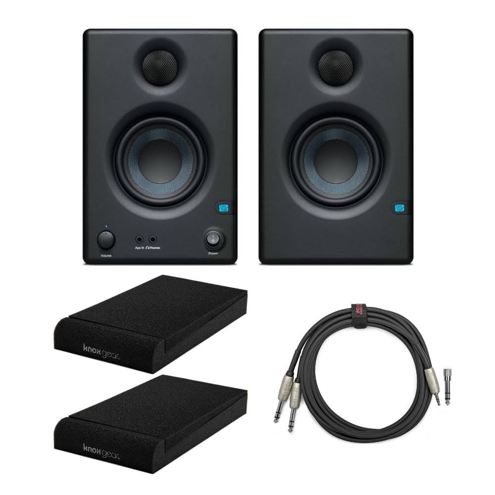 PreSonus Eris E3.5 BT Monitors Pair Bundle w/ Knox Isolation Pads & Kirlin Cable petsdu