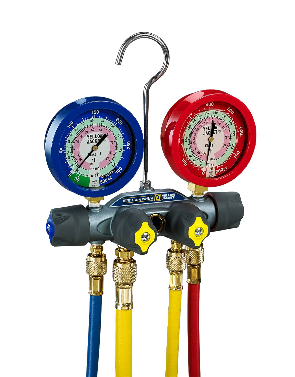 Yellow Jacket 49977 Mechanical Manifold Gauge Set, 4Valve petsdu