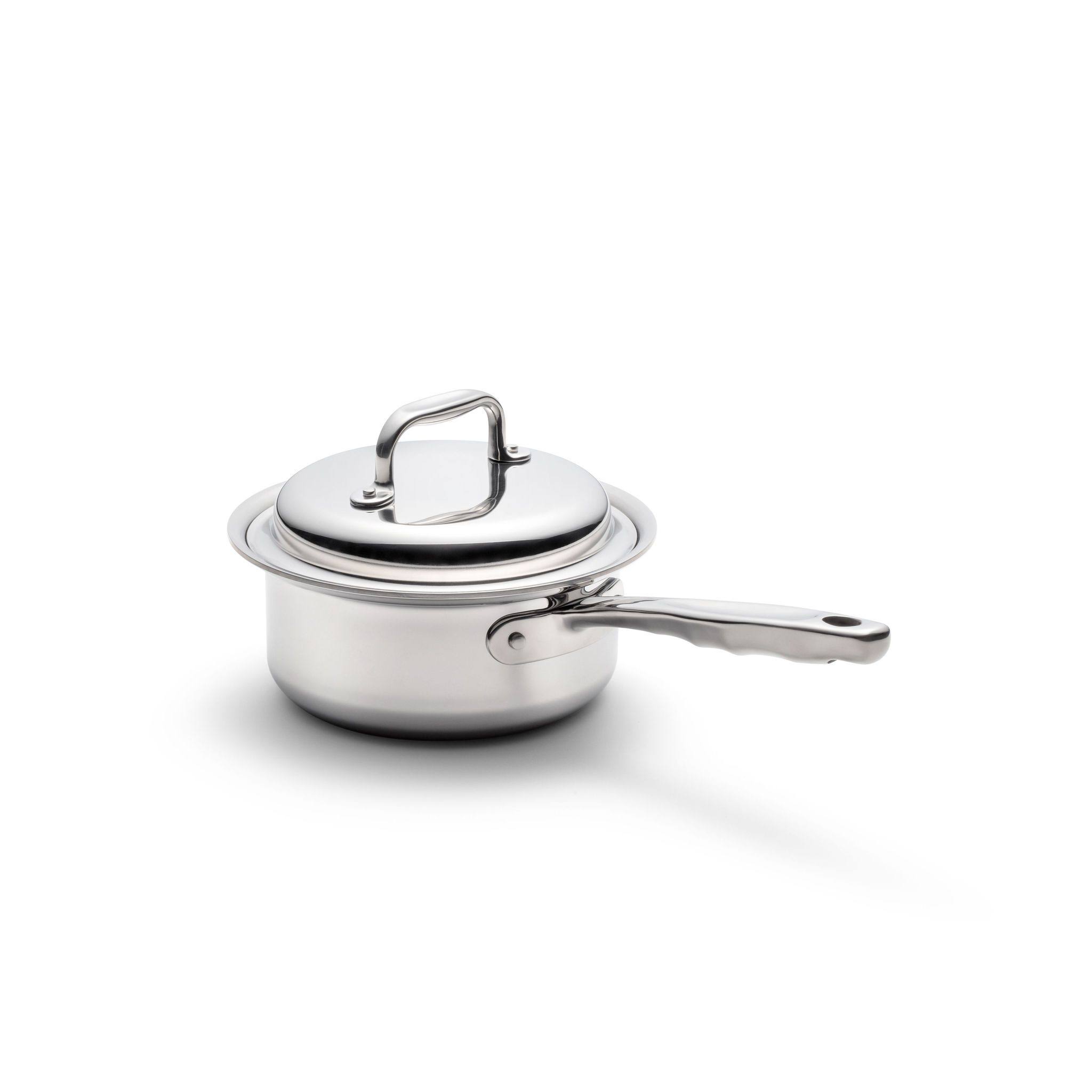 360 Cookware 1.75 Quart Saucepan with Cover, Stainless Steel, Ergonomic
