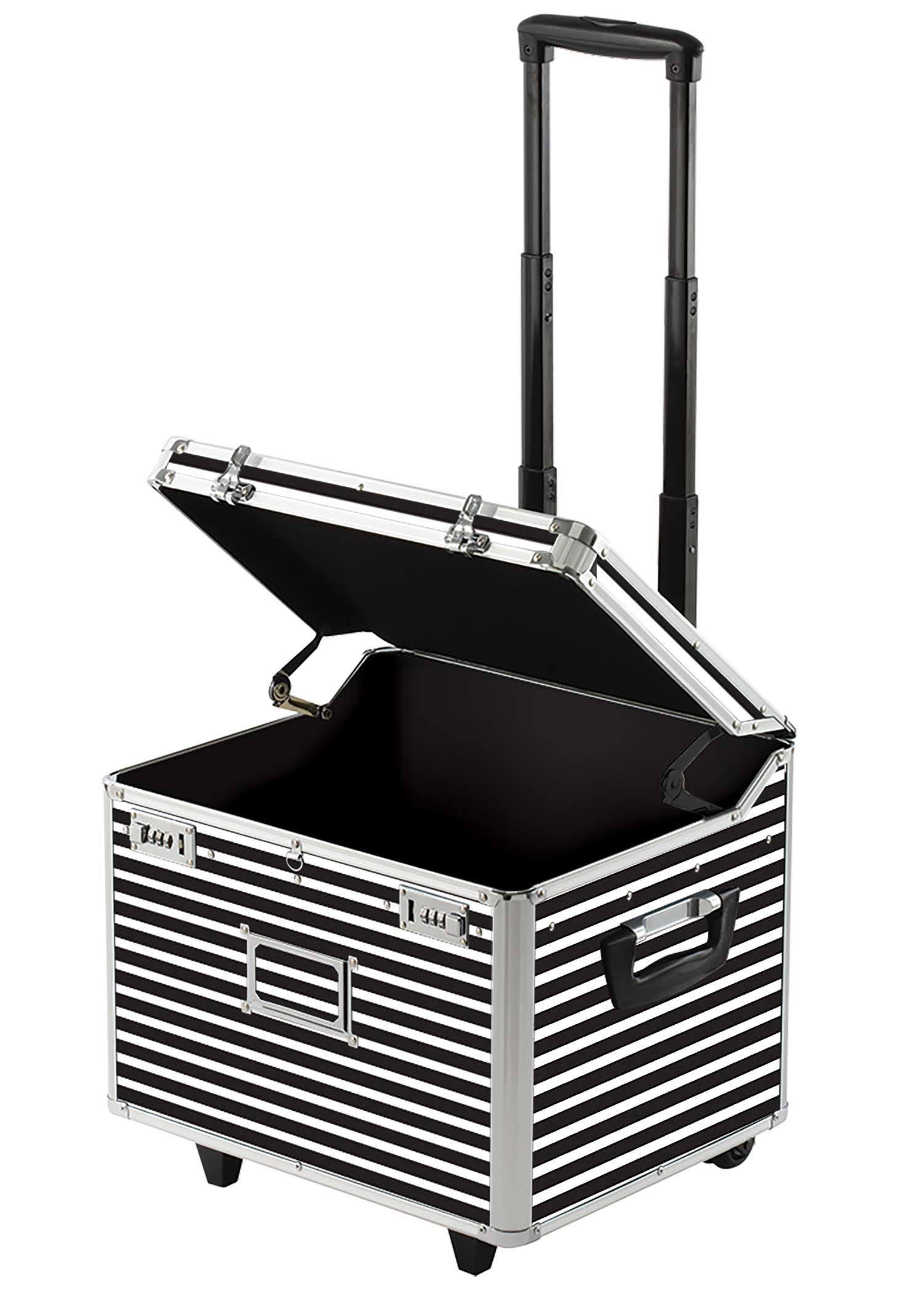 Vaultz VZ00685 Locking Mobile Rolling File Storage Chest, Letter/Legal Wheelie Case, Black/White