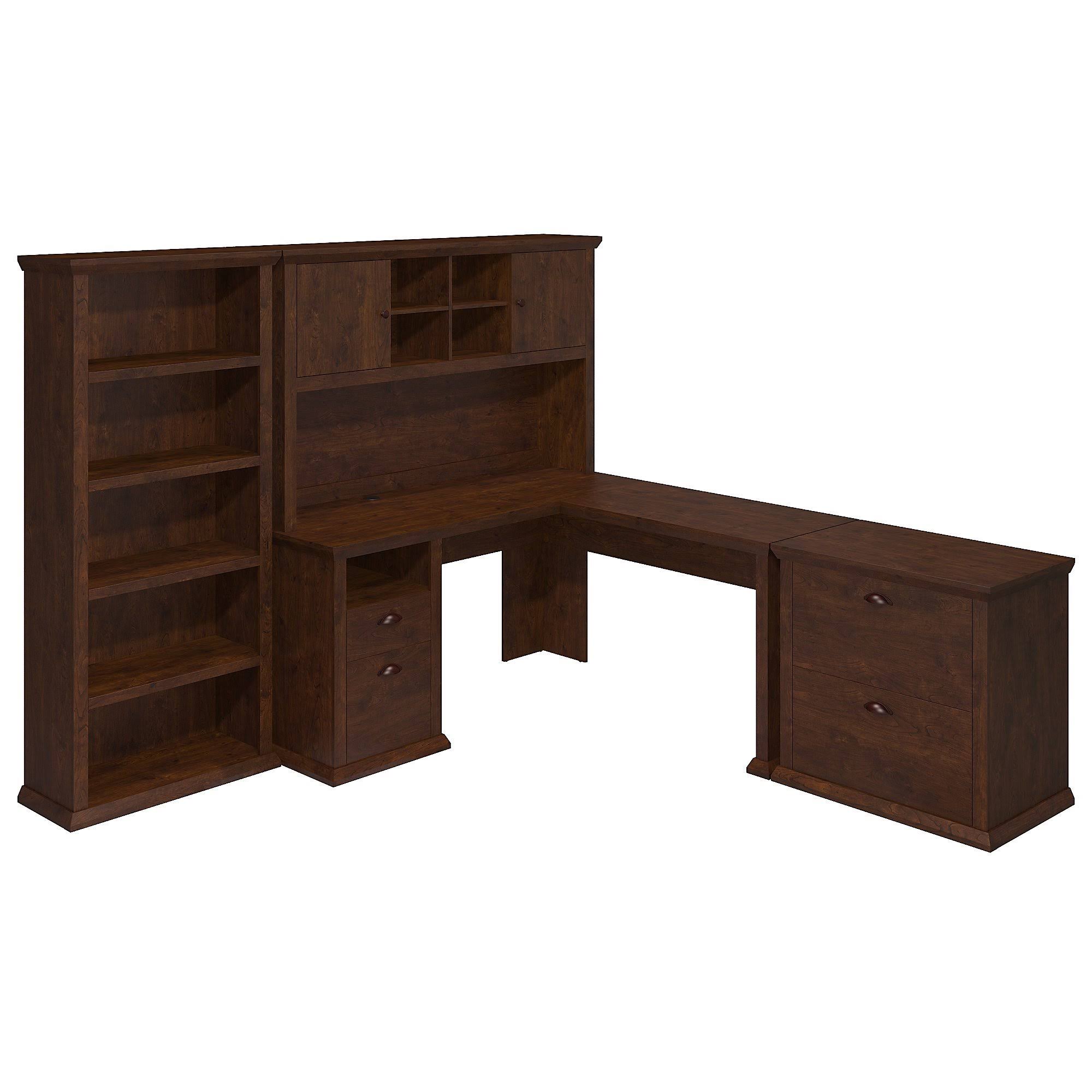 Bush Furniture Yorktown L Shaped Desk with Hutch, Lateral File