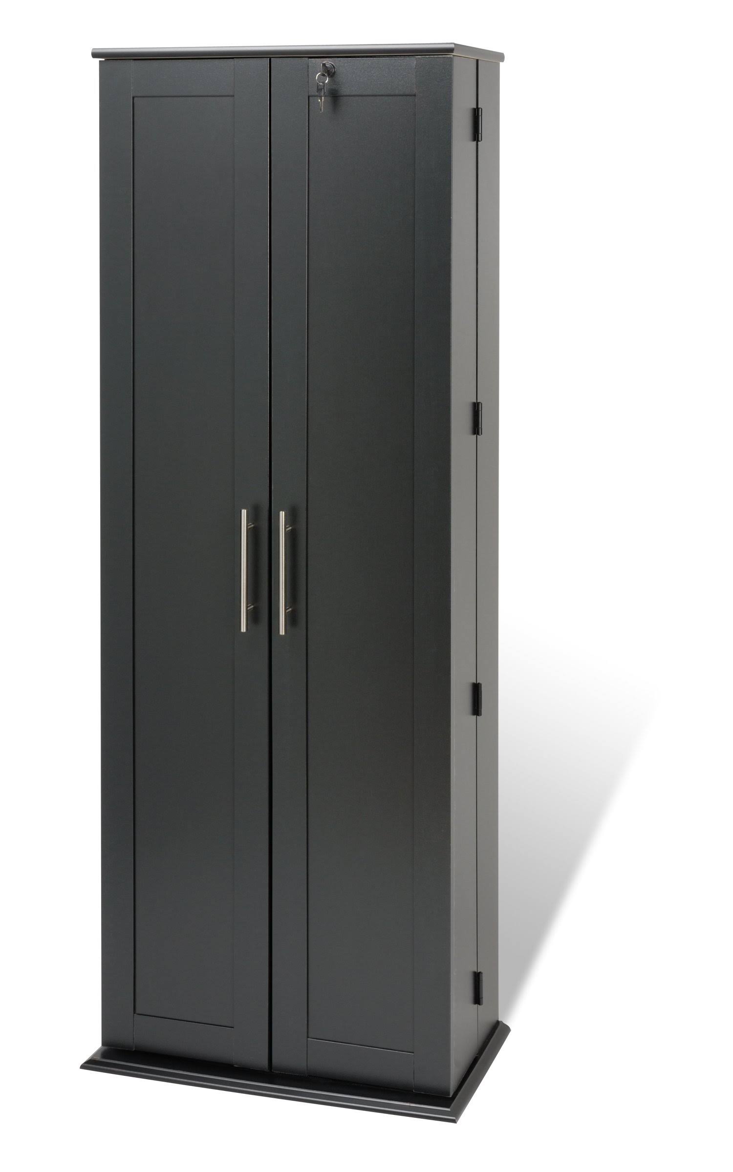 Prepac Black Grande Locking Media Storage with Shaker Doors