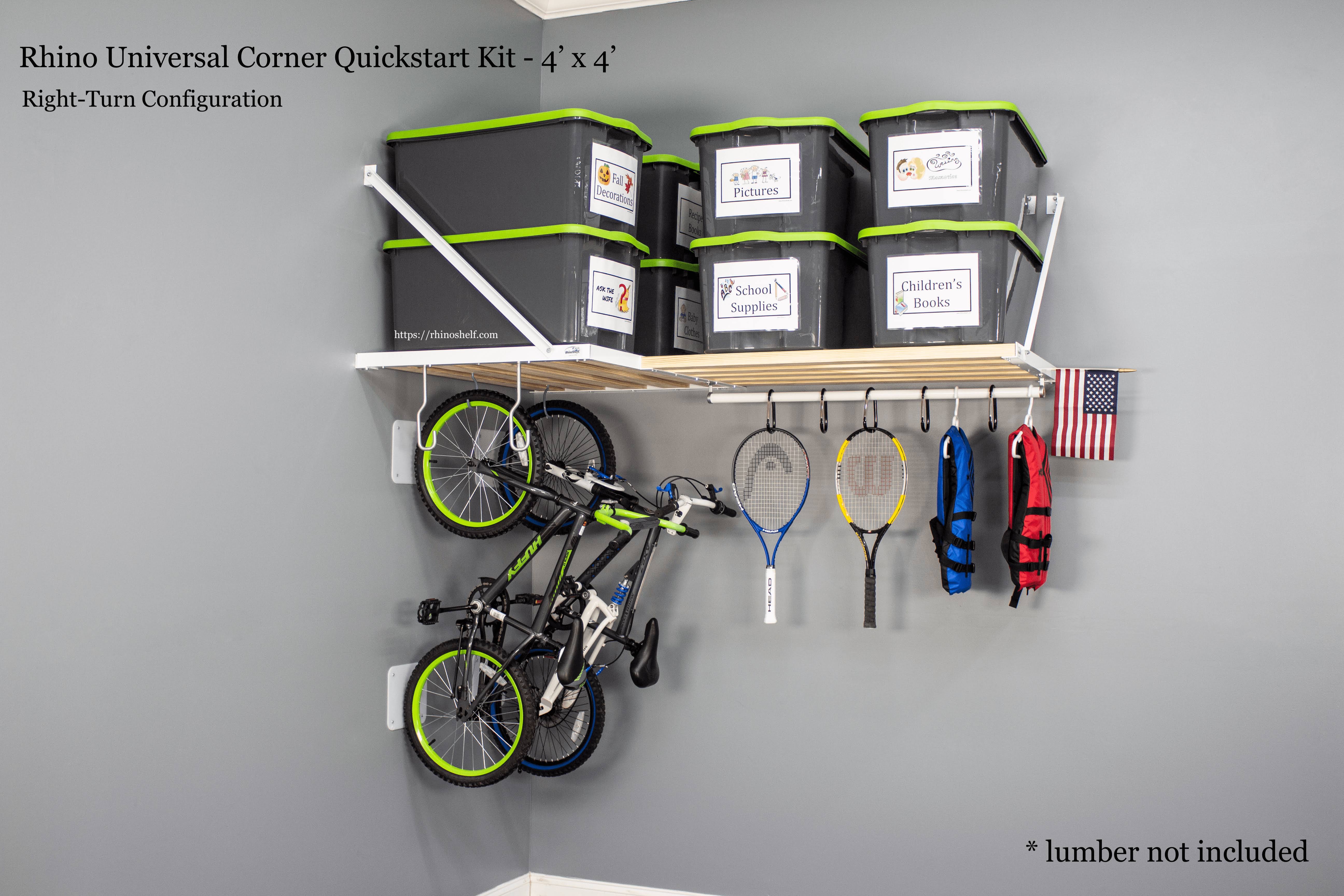 Rhino Shelf Universal Corner QuickStart Kit 4'x4' / White WGL1s