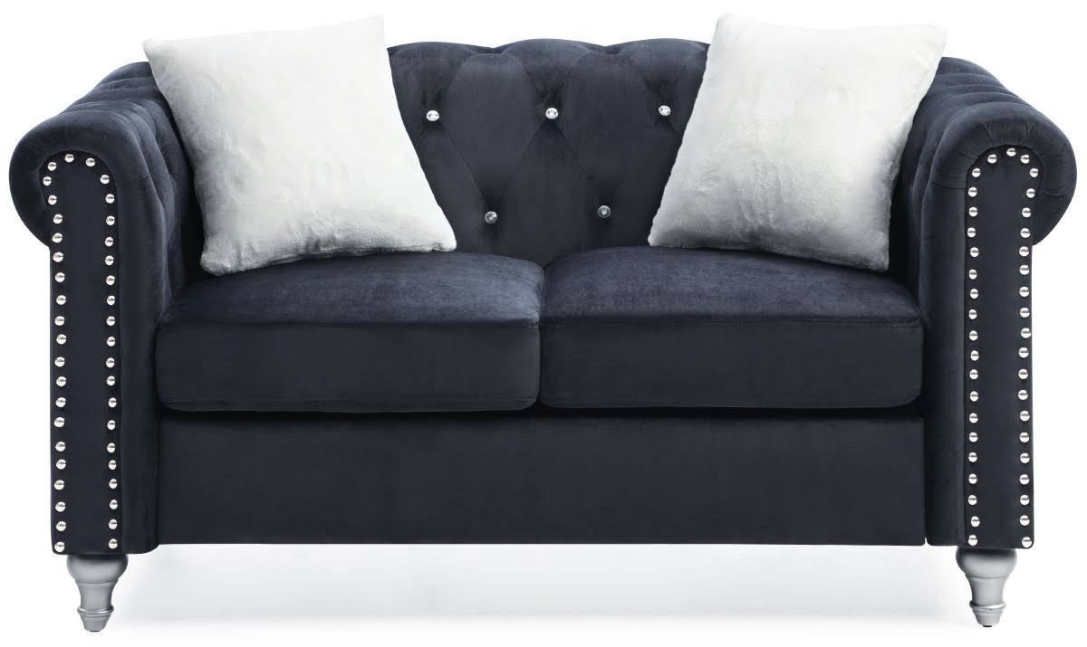Glory Furniture Raisa Velvet Loveseat in Black WGL1s