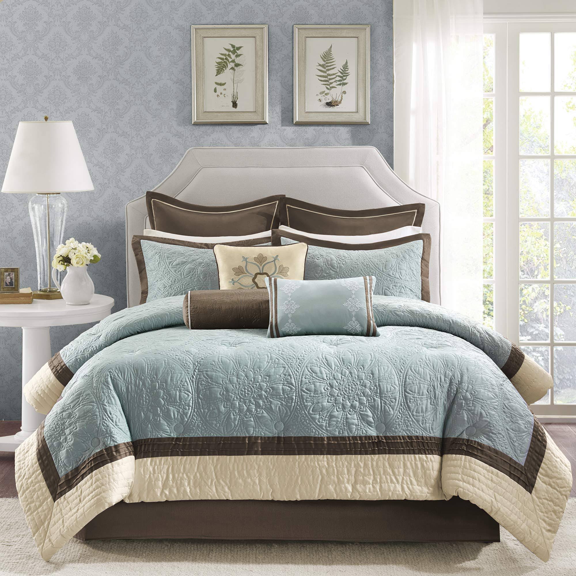 Melanie 9-Piece Comforter Set, Blue, Queen - WGL-1-s