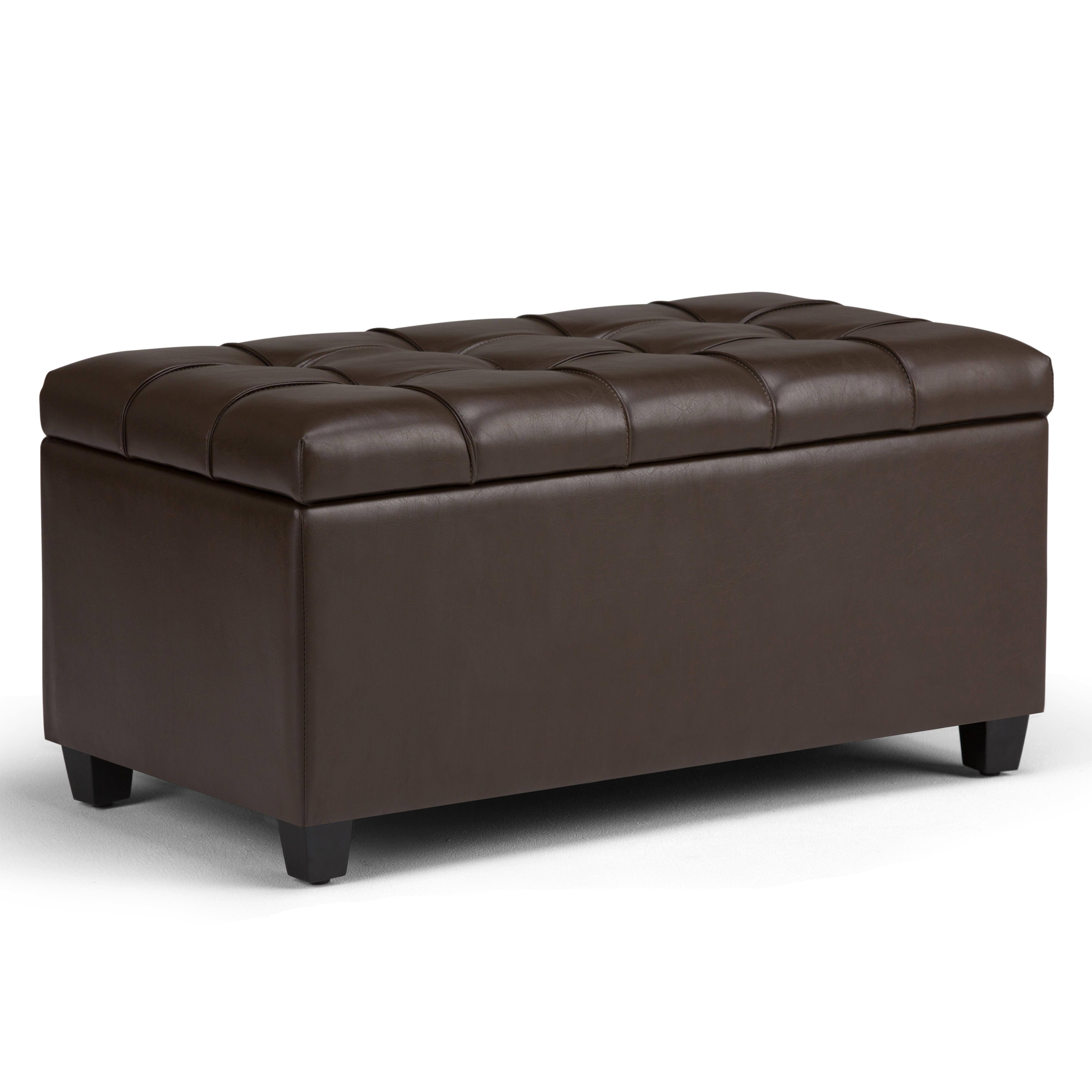 Simpli Home Sienna Storage Ottoman Bench, Chocolate Brown WGL1s