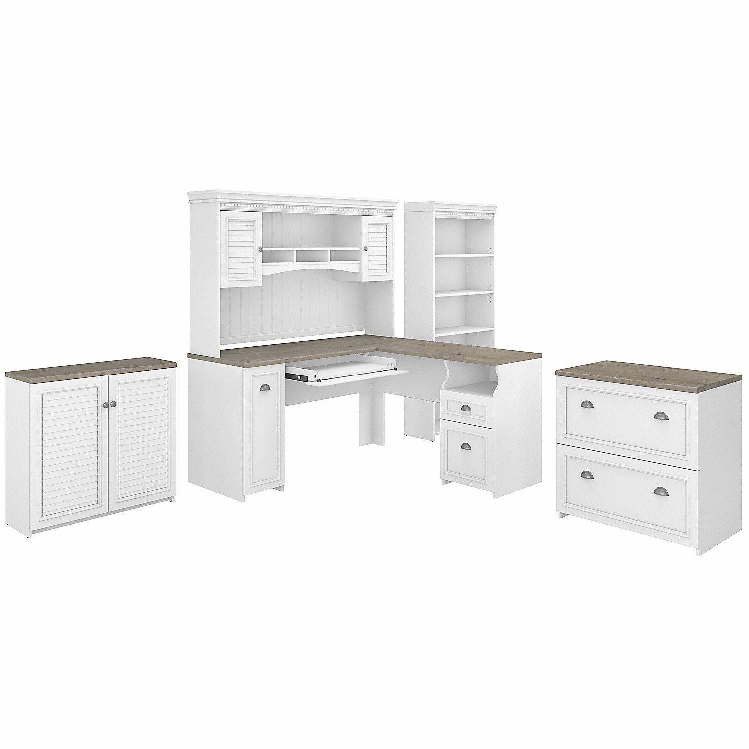 Bush Furniture Fairview 60inch LShaped Desk with Hutch, File