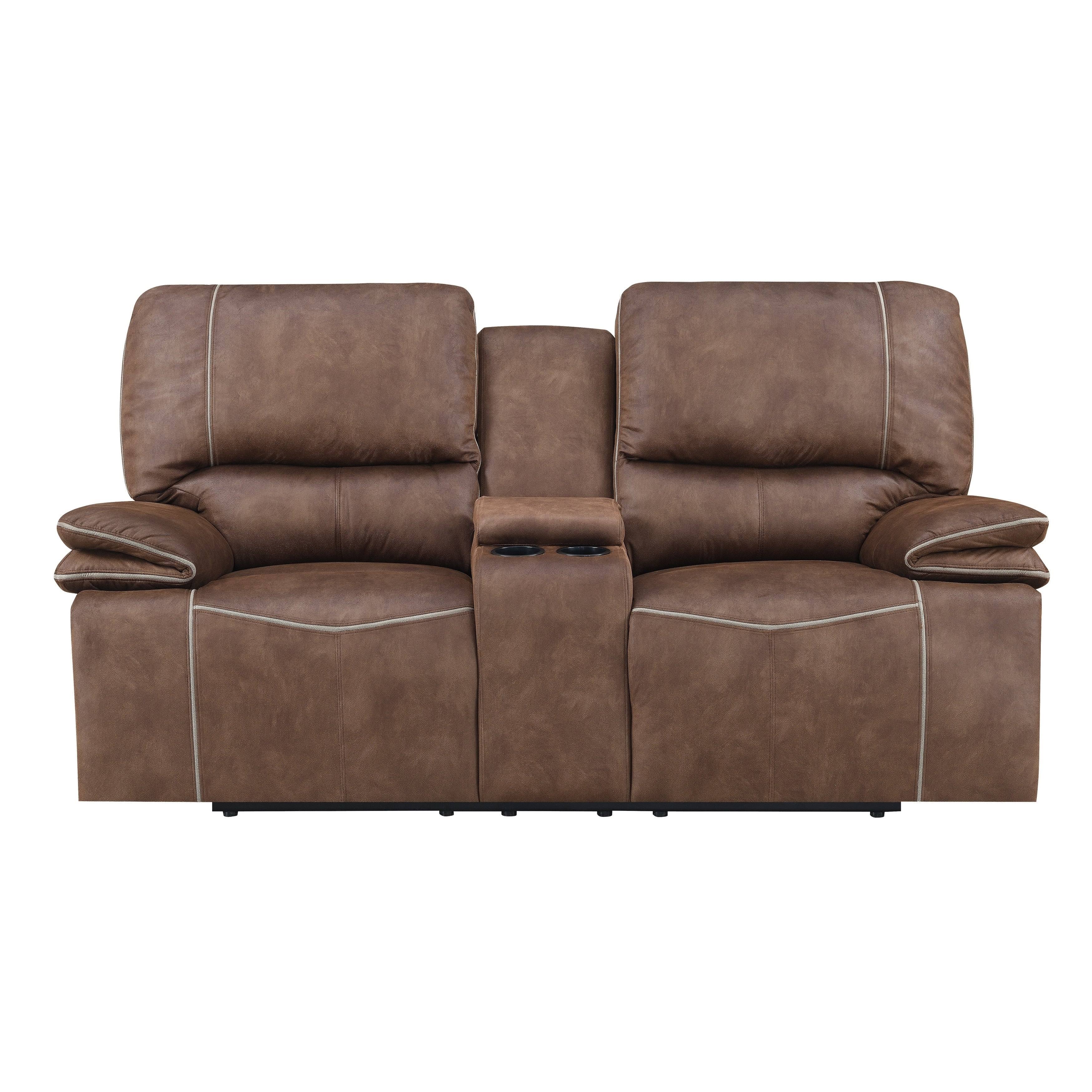 Power Console Reclining Loveseat in Dark Brown and Pecan WGL1s