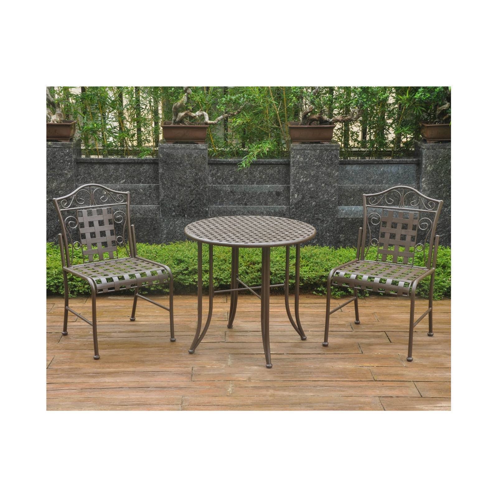 International Caravan Mandalay 3 pc. Iron Patio Bistro Set, Brown WGL1s