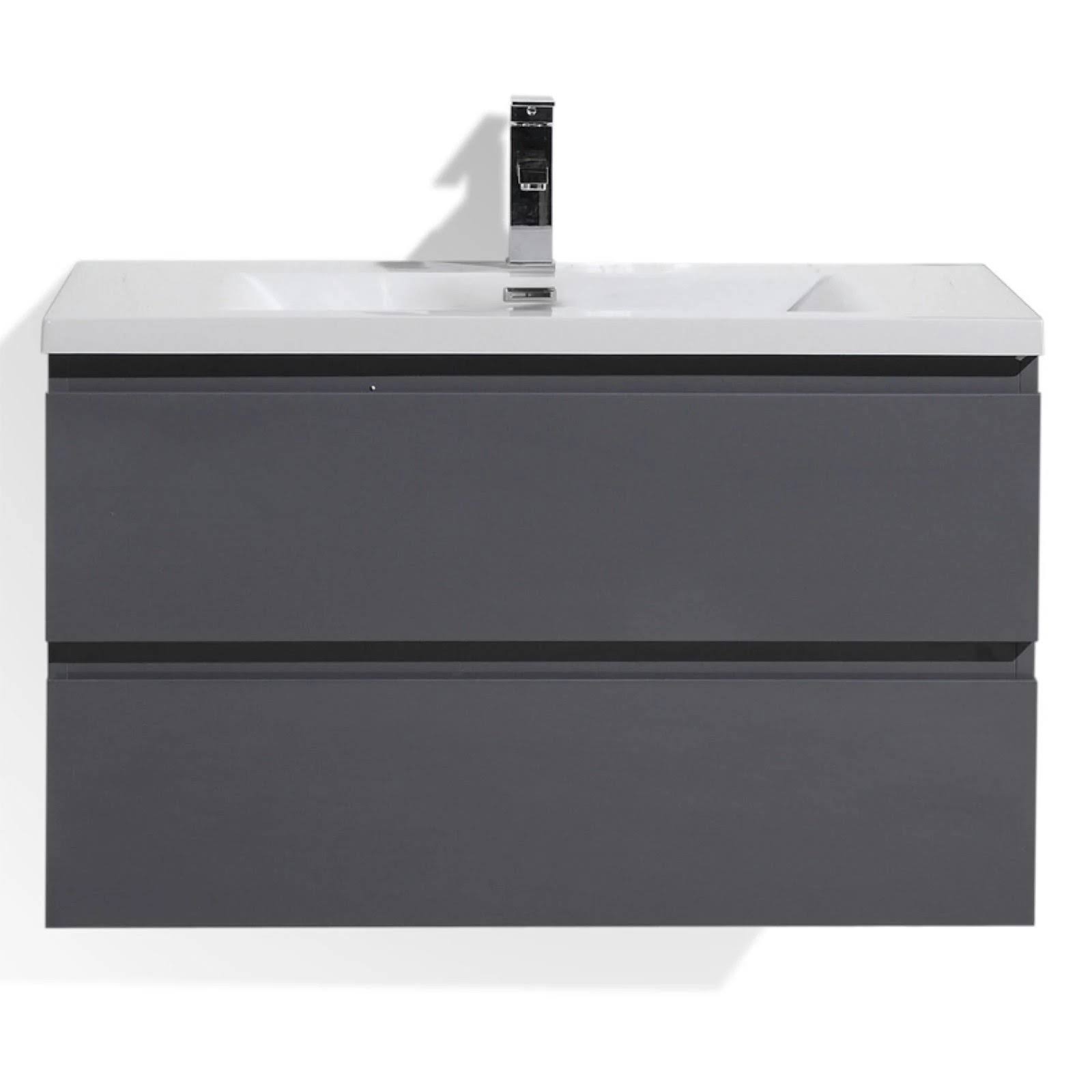 Morenobath Mob 36 in. Wall Mounted Single Sink Bathroom Vanity, Gray ...