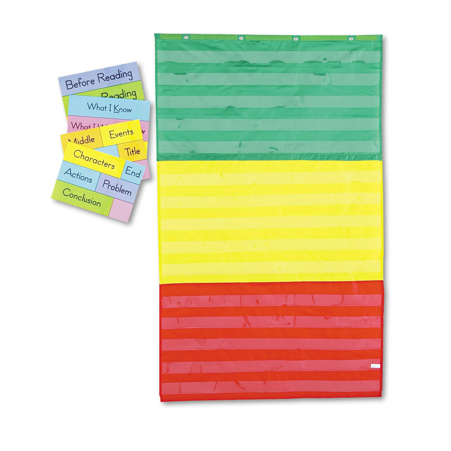 Carson Dellosa Adjustable TriSection Pocket Chart with 18 Color Cards
