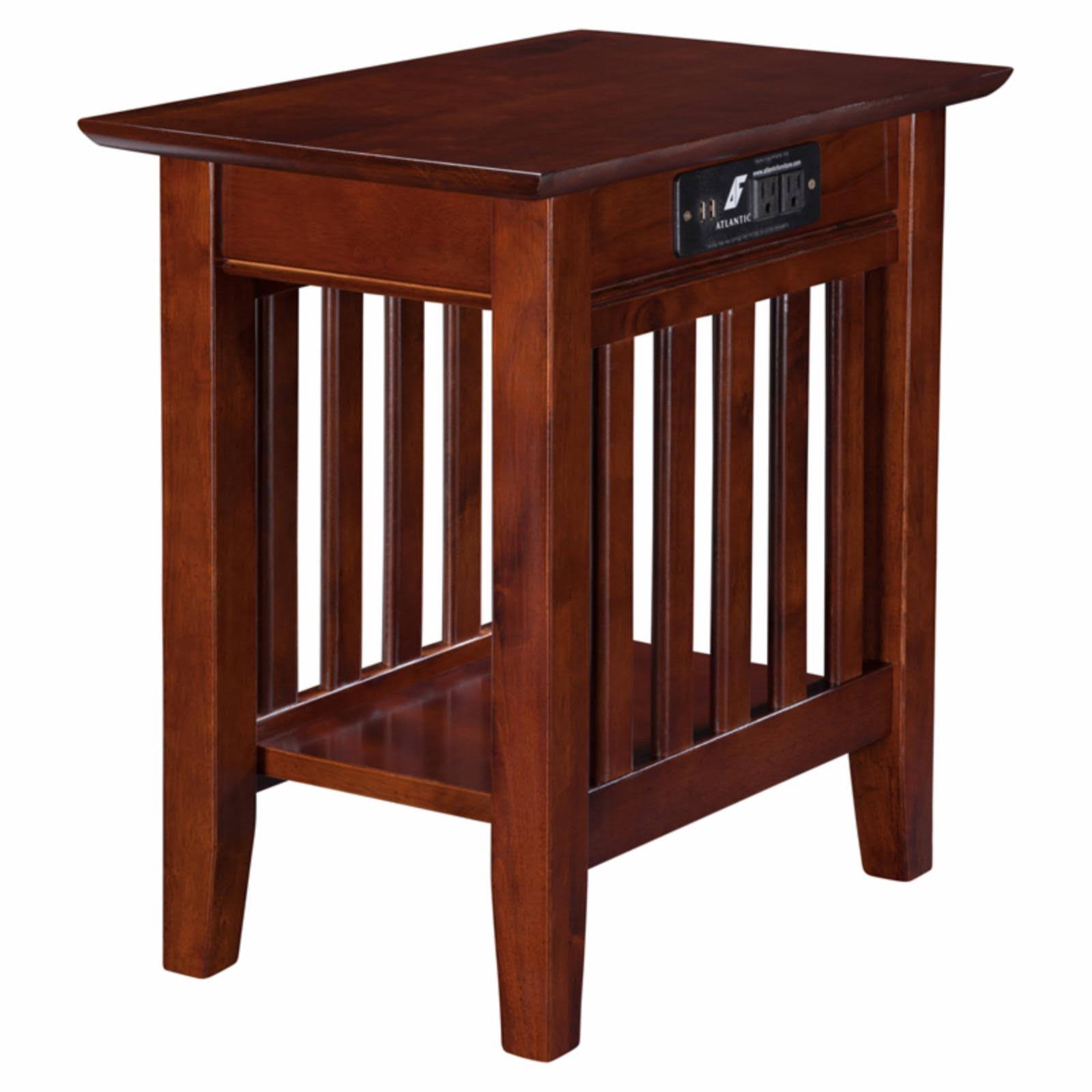 Mission Chair Side Table with Charging Station, Walnut WGL1s