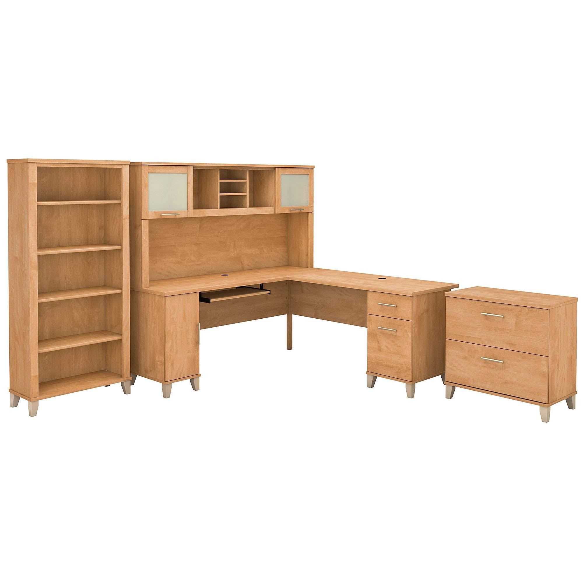 Bush Furniture Somerset L Shaped Desk with Hutch, Lateral File