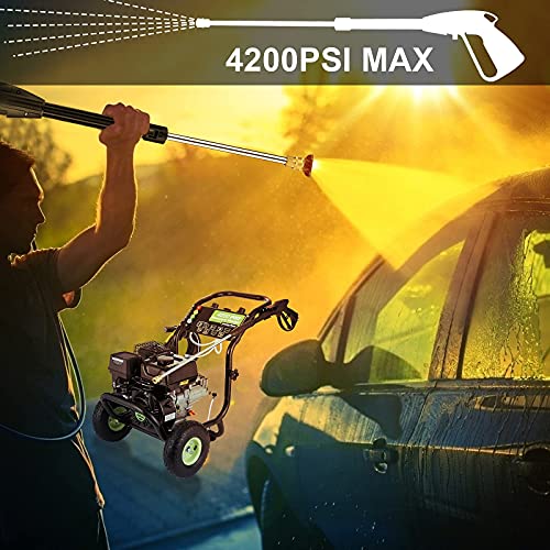 3GPM Power Washer with 5 Adjustable Nozzles 209CC Gas Powered Pressure Washer Dual soap Tank TEANDE 4200PSI Gas Pressure Washer