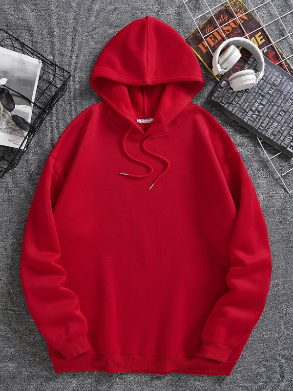 Men Drawstring Thermal Lined Hoodie