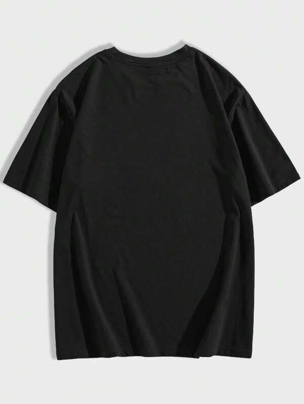 ROMWE Guys Cotton Cartoon Dinosaur Graphic Tee