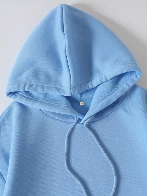 Men Plus Kangaroo Pocket Drawstring Thermal Lined Hoodie
