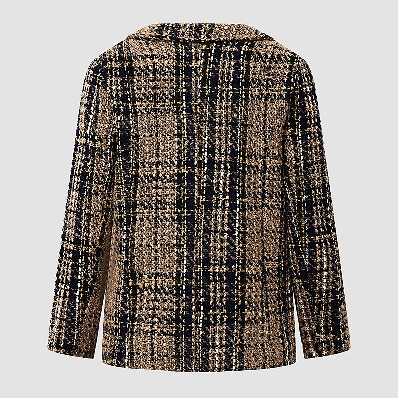 Women's Blazer Geometric Print Plaid Long Sleeve Coat Spring Fall Valentine's Day Double Breasted Regular Jacket Red