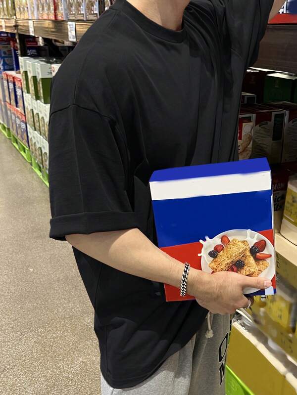 Men Cotton Solid Drop Shoulder Tee