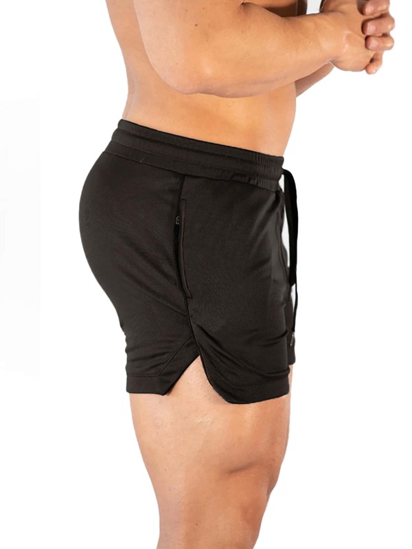 Men Solid Drawstring Waist Shorts