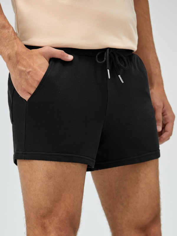 Men Cotton Drawstring Waist Track Shorts