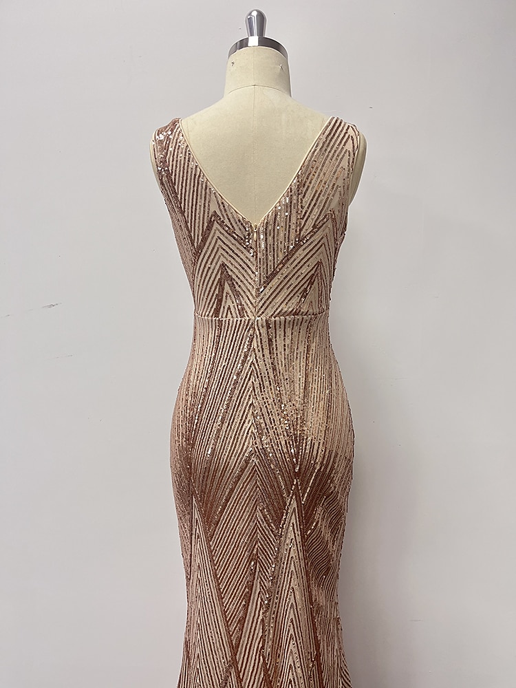 Mermaid / Trumpet Evening Gown Sparkle Dress Wedding Guest Prom Floor Length Sleeveless Jewel Neck Sequined with Sequin 2024