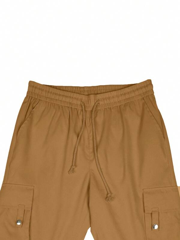 Men Flap Pocket Side Zipper Cargo Pants