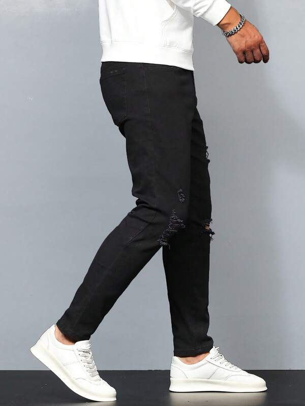 Men Ripped Frayed Skinny Jeans