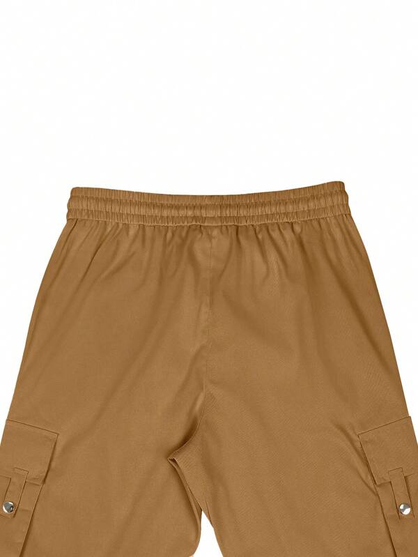 Men Flap Pocket Side Zipper Cargo Pants