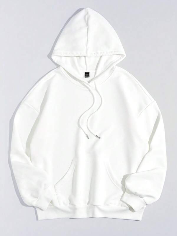 Cartoon Face Print Drop Shoulder Hoodie