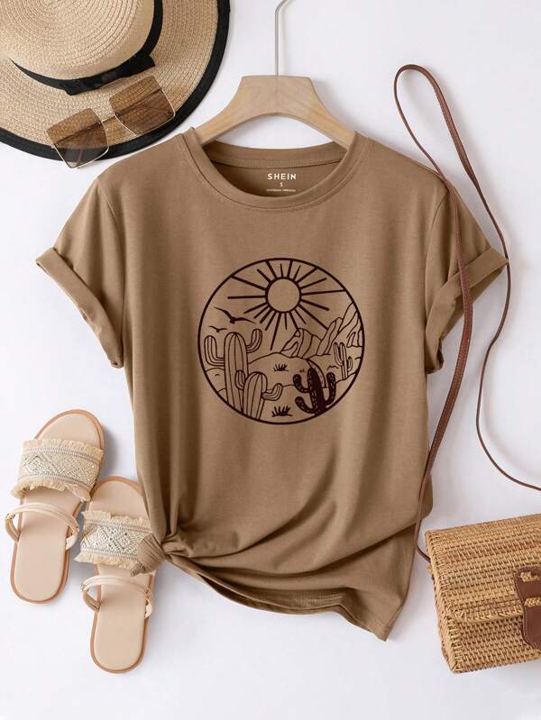 Mountain And Sun Print Tee