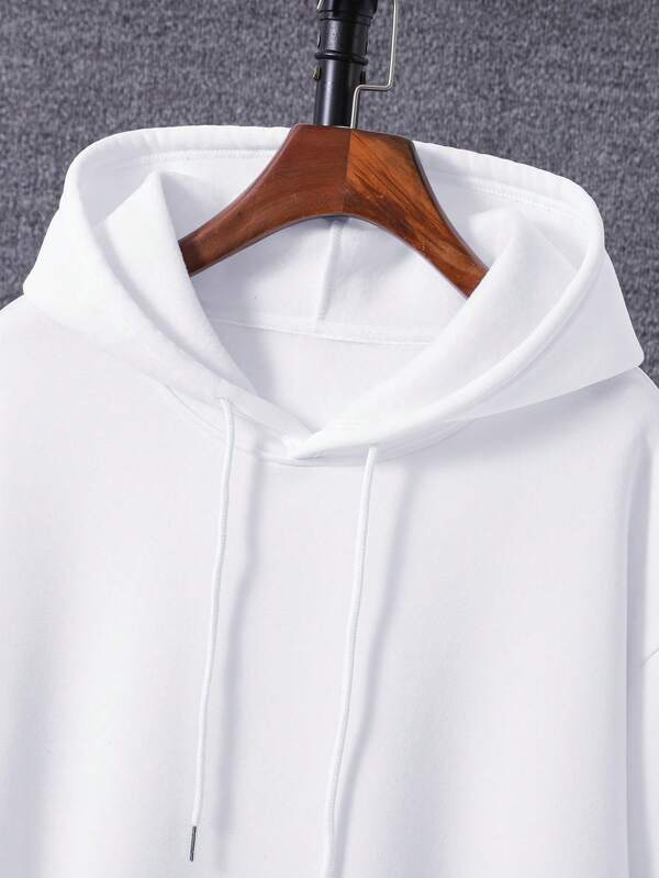 Men Plus Chinese Dragon & Slogan Graphic Drawstring Hoodie