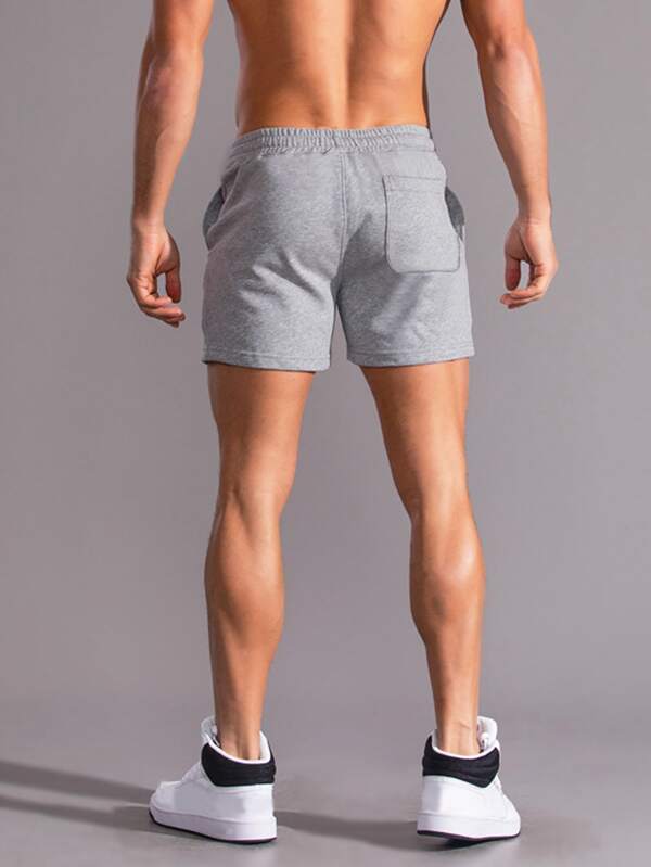Men Patch Detail Drawstring Waist Shorts
