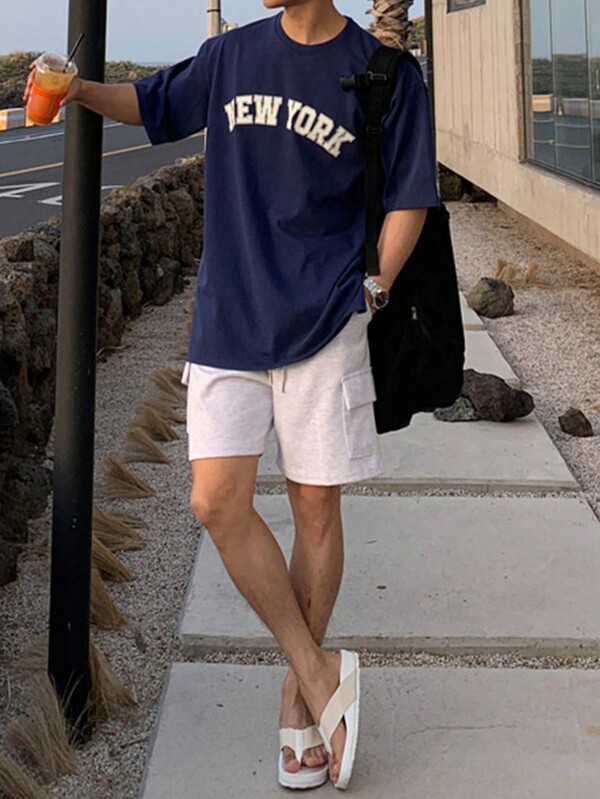 Men Letter Graphic Drop Shoulder Tee