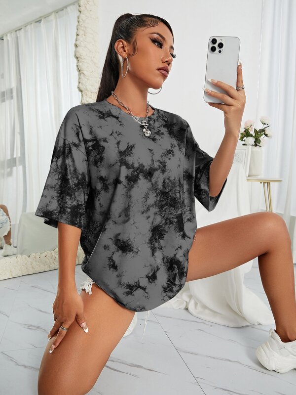 Tie Dye Drop Shoulder Oversized Tee