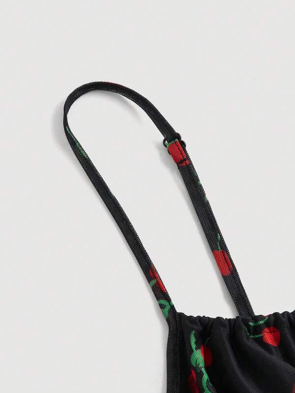 MOD Cherry Print Ruched Bust Cami Dress