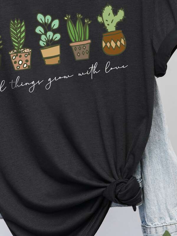 Plants And Slogan Graphic Tee