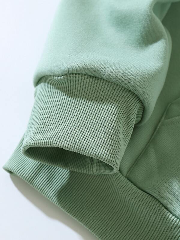 Solid Thermal Lined Drawstring Hoodie