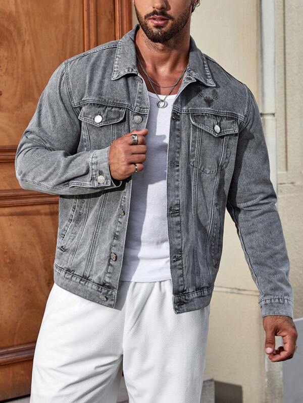 Men Flap Pocket Denim Jacket