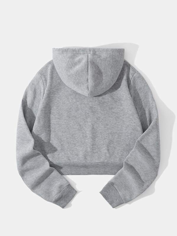 Thermal Lined Crop Drawstring Hoodie