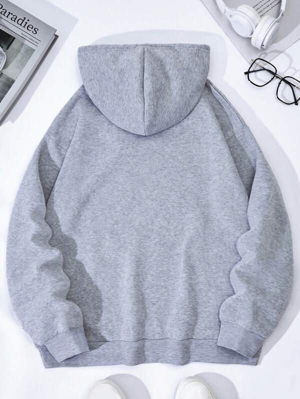 Letter Graphic Kangaroo Pocket Hoodie