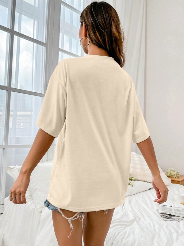 Guitar & Letter Graphic Drop Shoulder Tee