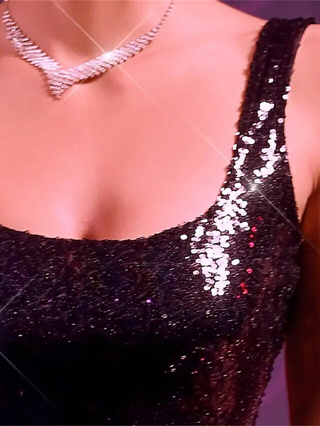 Women's Sequin Dress Fringe Dress Party Dress Sparkly Dress Little Black Dress Sexy Dress Black Homecoming Dress Mini Dress Sleeveless Fall Winter Autumn Spaghetti Strap Fashion Winter Dress Vacat