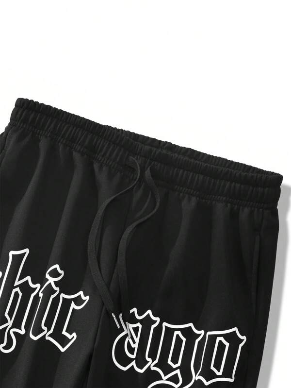 Sporsity Men Letter Graphic Drawstring Waist Sweatpants