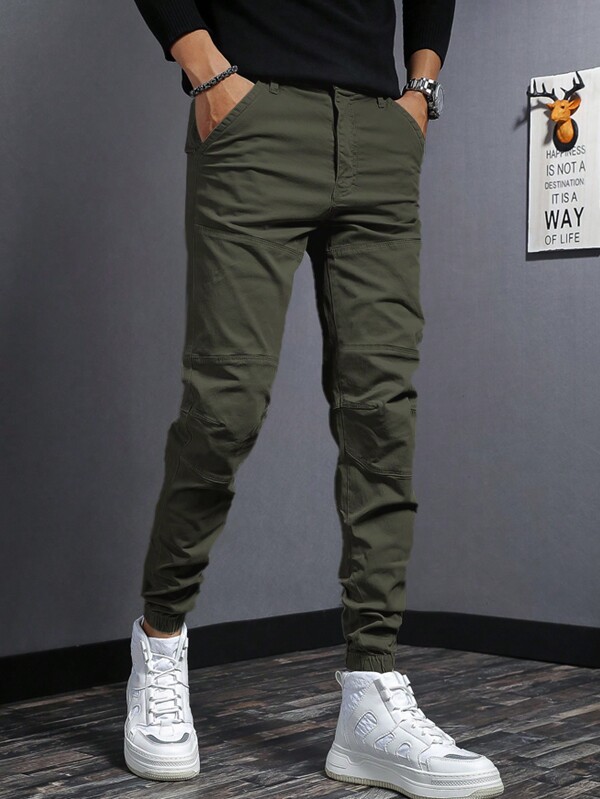 Men Solid Slant Pocket Pants