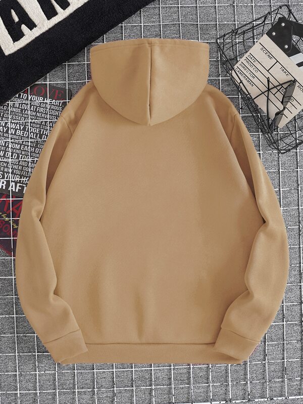 Men Kangaroo Pocket Drawstring Thermal Hoodie