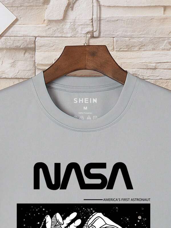 Men Astronaut And Letter Graphic Tee