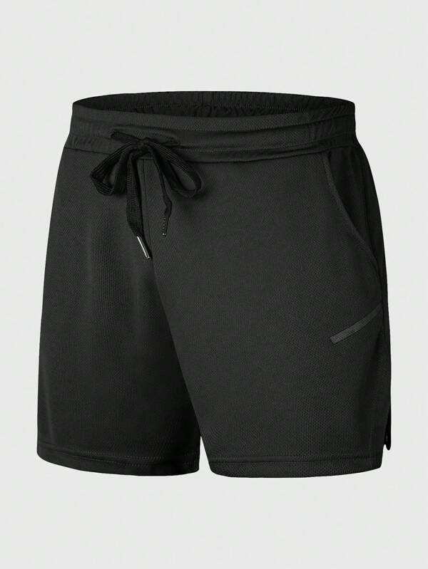Men Solid Drawstring Waist Shorts