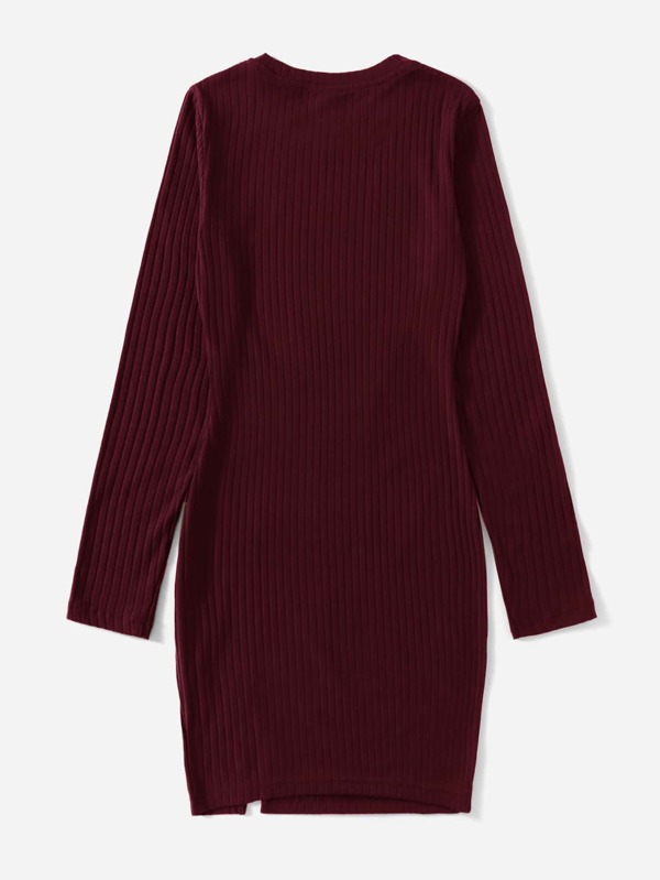 Privé Ribbed Knit Split Hem Dress